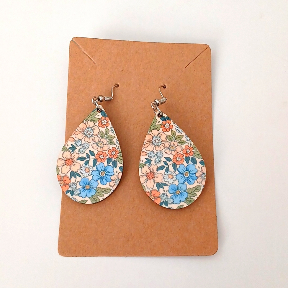 Fashion Jewelry Blue and Orange Dangle Earrings